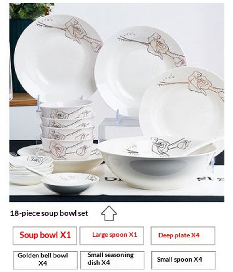 Ceramic Dinnerware Set with Bowls and Plates - Multiple Styles & Sizes