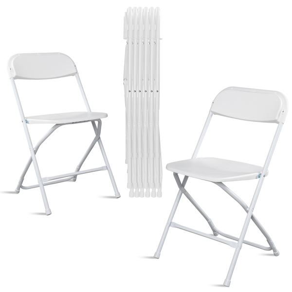 6-Pack White Plastic Folding Chairs - Sturdy & Lightweight