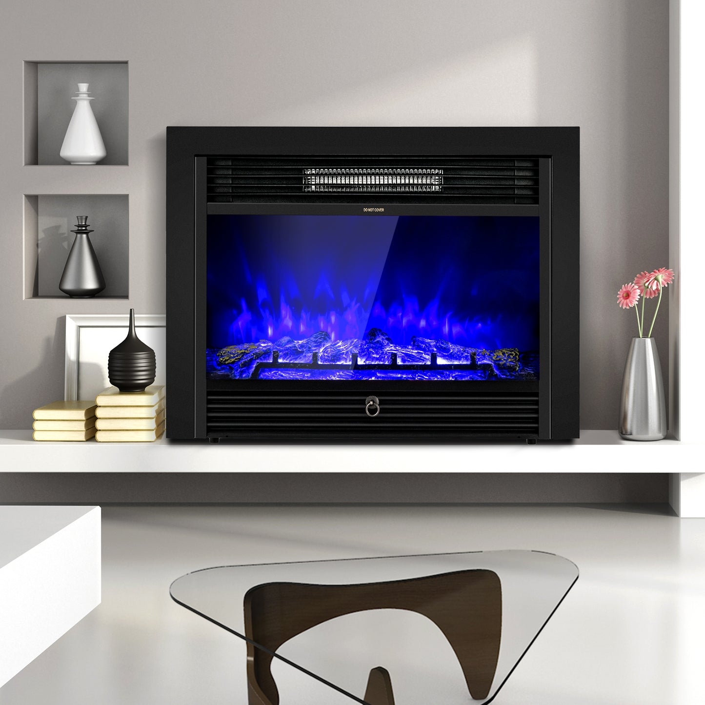 28.5-Inch Recessed Electric Fireplace with 3 Flame Colors
