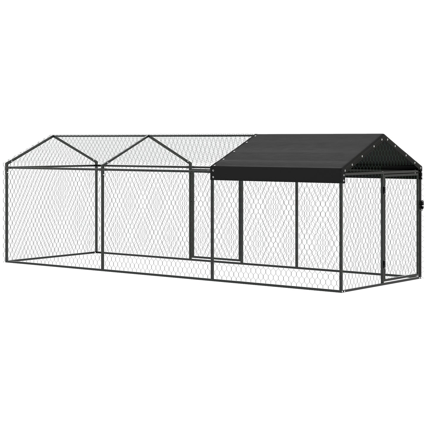 Large Metal Chicken Coop with Waterproof Cover for Poultry and Rabbits, Outdoor Cage