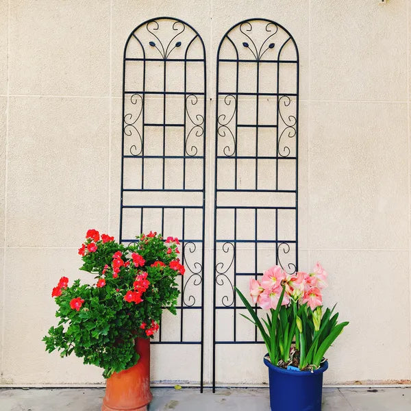 Metal Garden Trellis for Climbing Plants - 2 Pack, 86.7" x 19.7", Rustproof, Black
