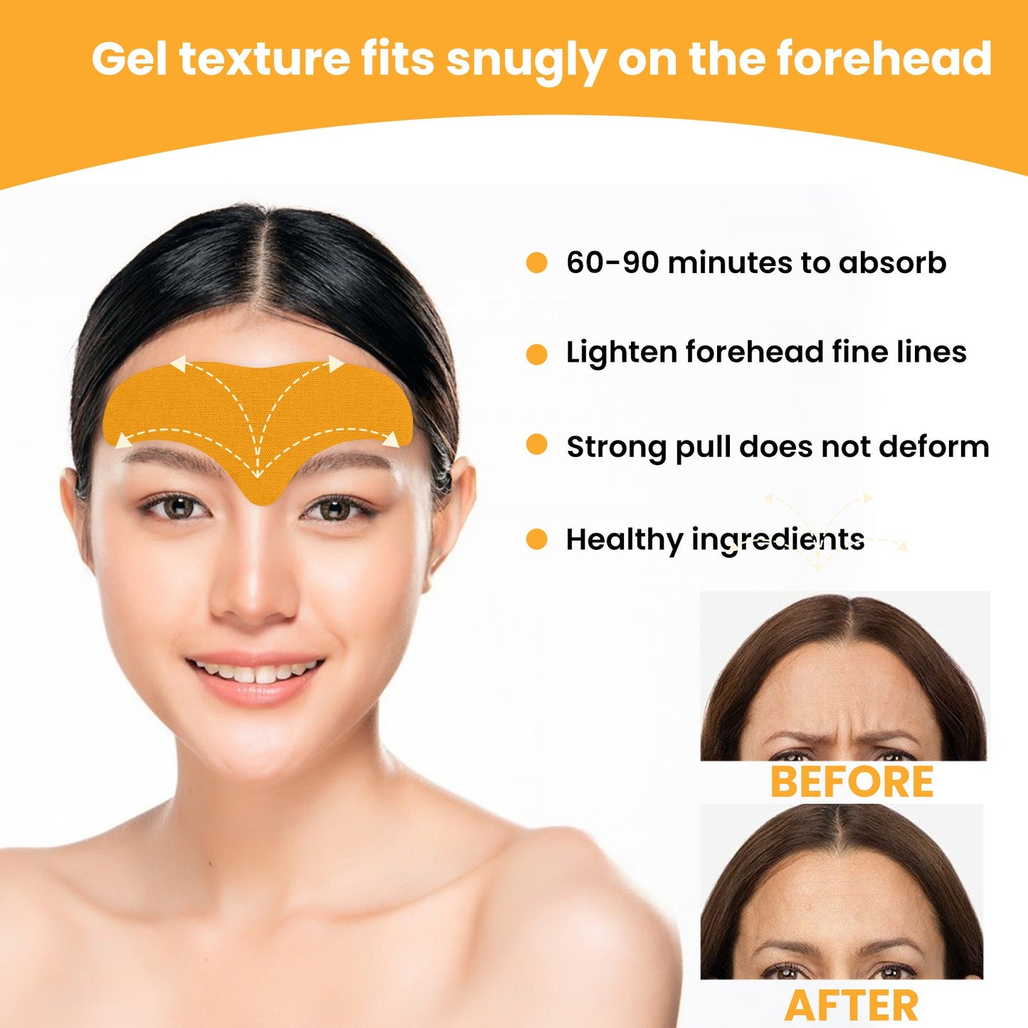 Anti-Wrinkle Forehead Patches with Collagen and Centella Asiatica - 10 Pack