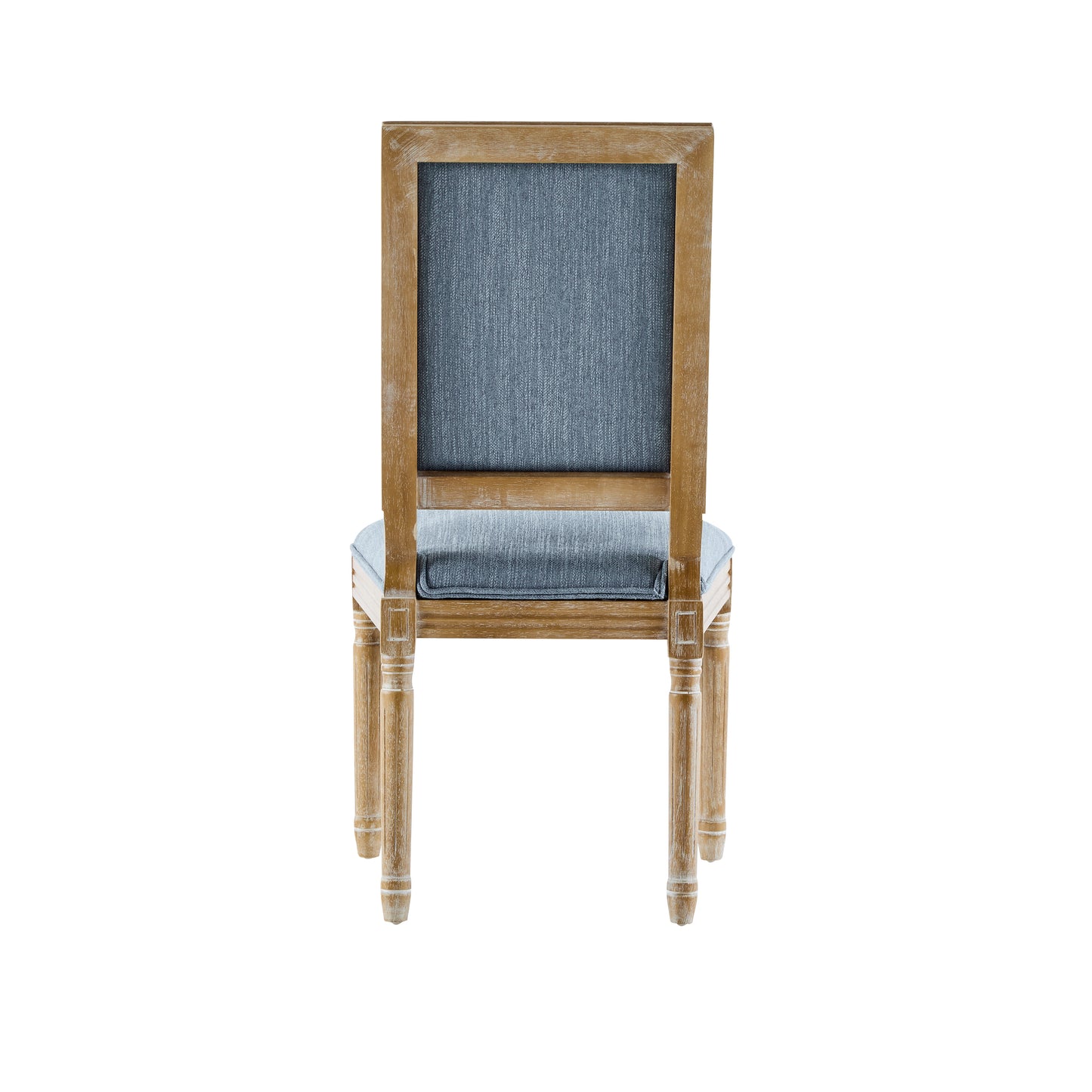Set of 6 French Country Dining Chairs - Slate Blue Upholstered Seat