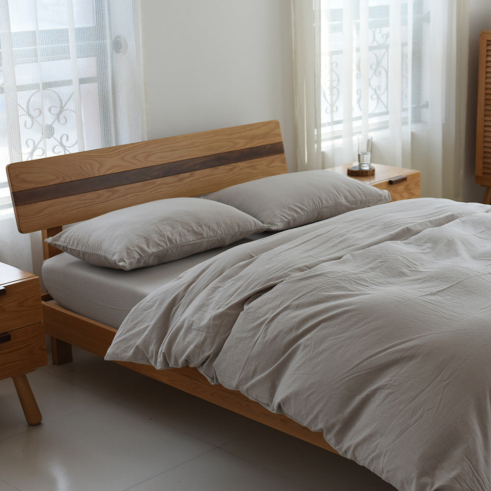 Solid Color Cotton Bed Sheet Set - Four-Piece Dormitory Bedding
