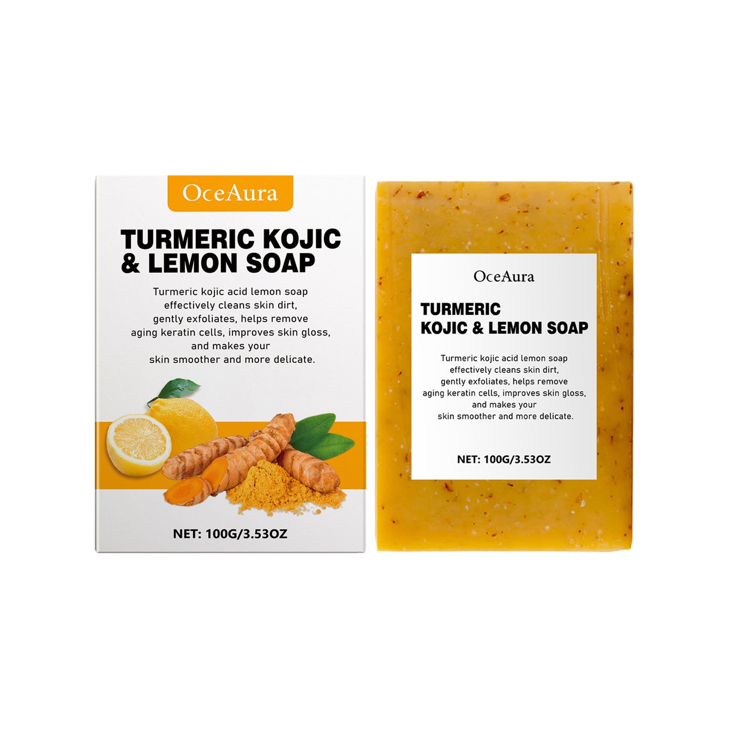 Lemon Turmeric Kojic Acid Soap - Gentle Brightening Bar for Face and Body