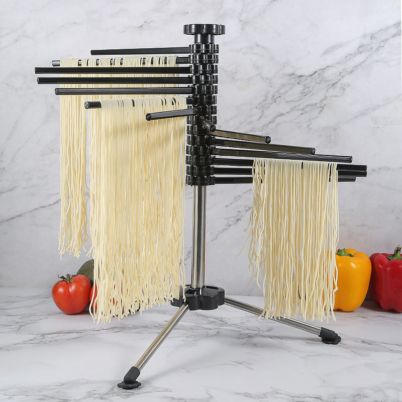 Noodle Hanger Rotating Surface Organizer Kitchen Storage Black & Transparent