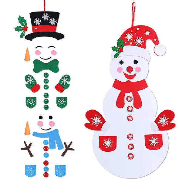 DIY Felt Christmas Snowman Hanging Decoration Set - 54 Pcs