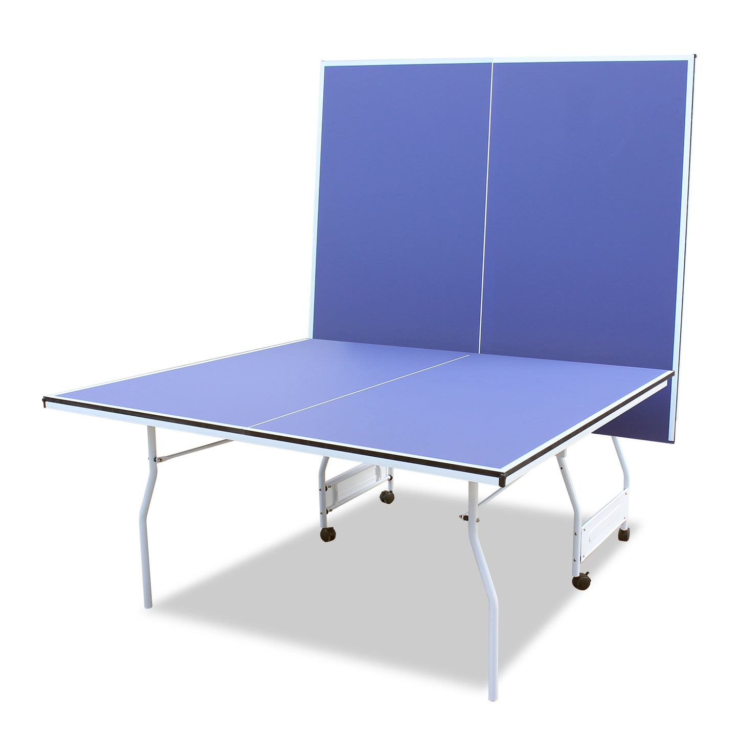 9ft Mid-Size Foldable Ping Pong Table Set - Blue with Paddles & Balls
