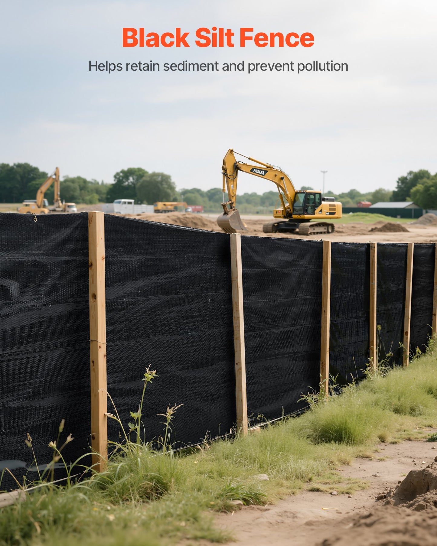 Durable Silt Fence Fabric Roll 3x500 Ft Erosion & Sediment Control