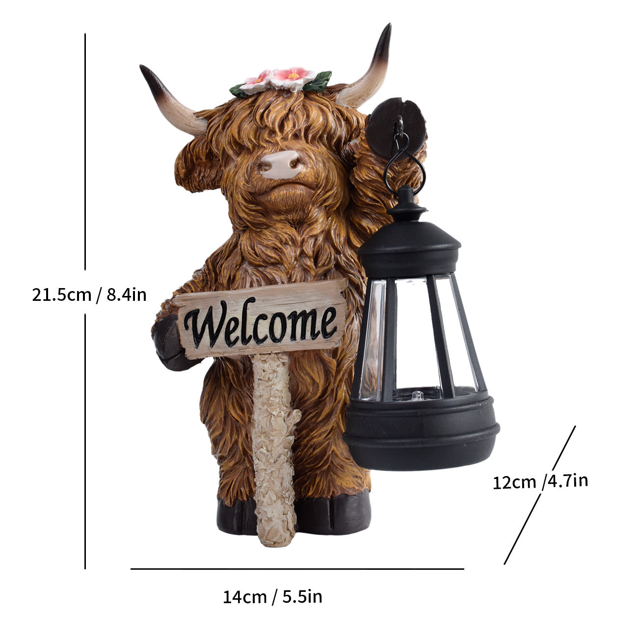 Highland Cattle Solar Garden Lamp Outdoor Decorative Light Yard Ornament