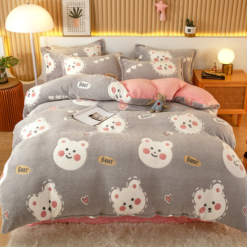 Coral Fleece Duvet Cover Set - Multiple Sizes & Styles