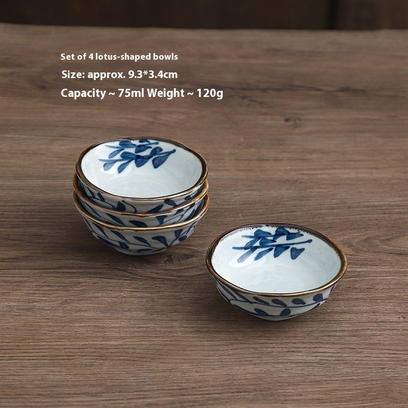 Ceramic Underglaze Sauce Dishes Set - 4 Inch Food Bowl for Catering & Snacks