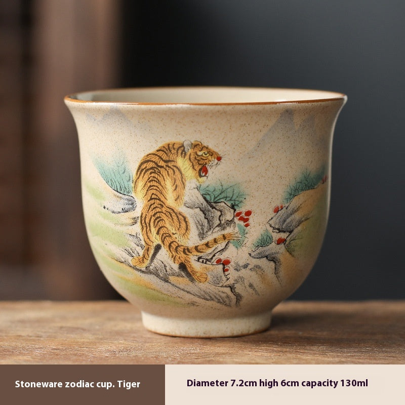 Zodiac Retro Chinese Style Ceramic Kung Fu Master Cup Set - Multiple Variants