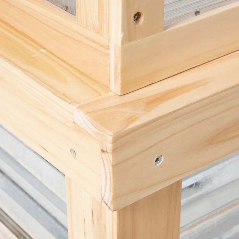 Wooden Garden Cold Frame Greenhouse with Cover - Elevated Planting Bed for Outdoors