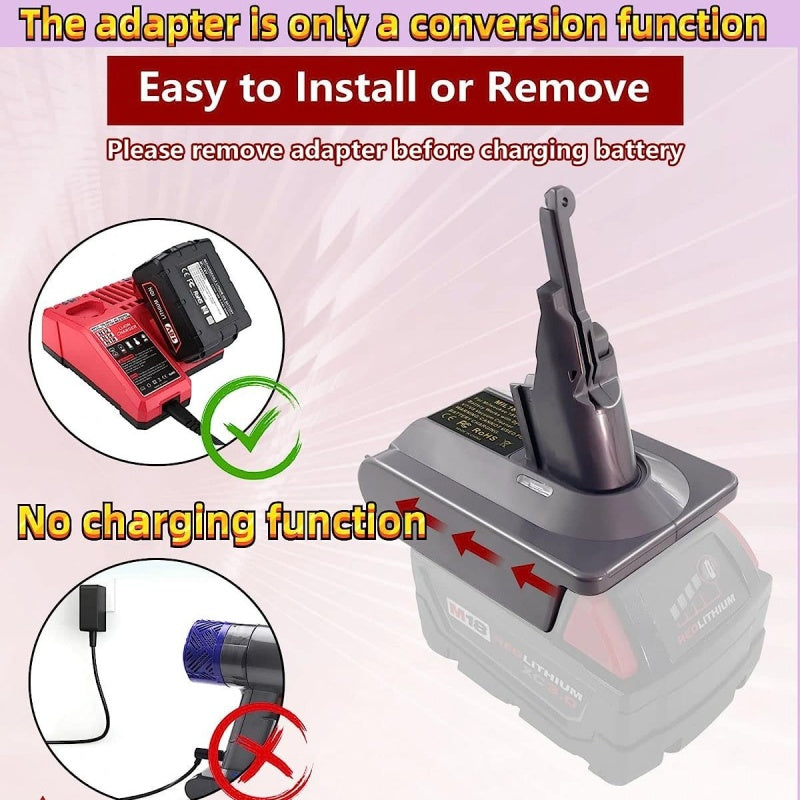 Battery Adapter for Dyson Vacuum Cleaners - Tool Battery Conversion
