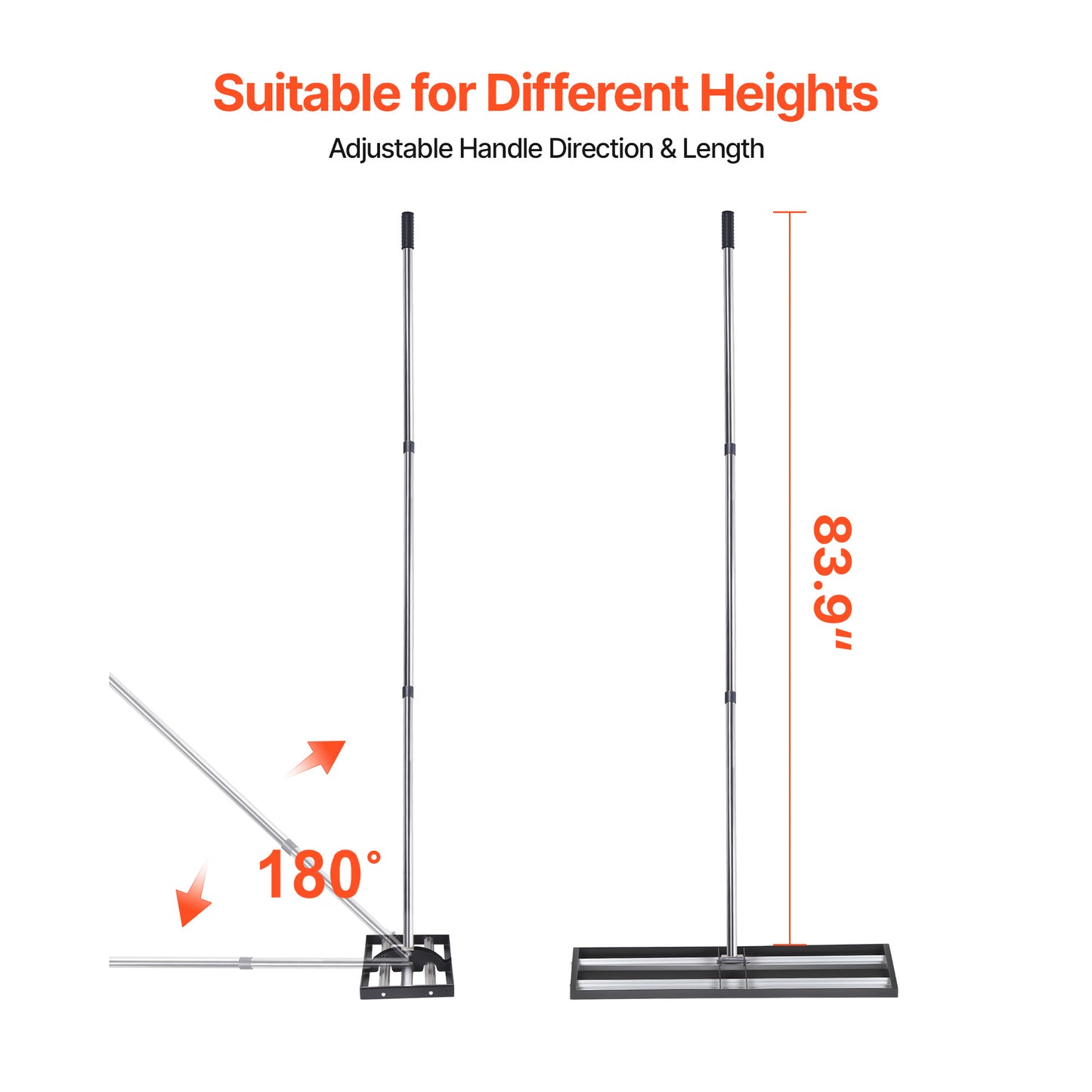 Heavy Duty Lawn Leveling Rake with Roller - Stainless Steel Yard & Golf Course Tool