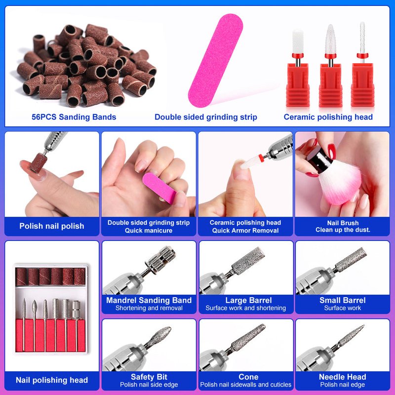 Rechargeable Portable Nail Polishing Machine with Long Battery Life - High Power