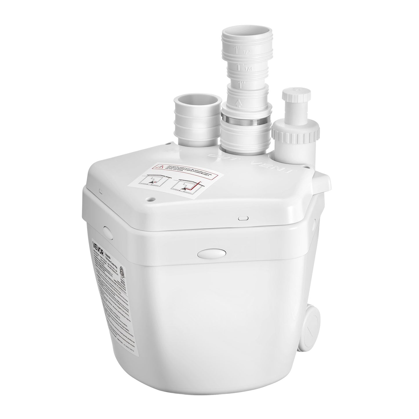 Utility Sink Pump 1 HP 2200 GPH Under Sink Macerating System with Water Inlets