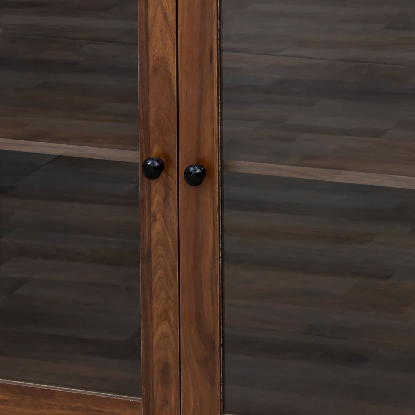 63" Large Freestanding Kitchen Hutch Cabinet with 4 Doors & Drawers - Walnut