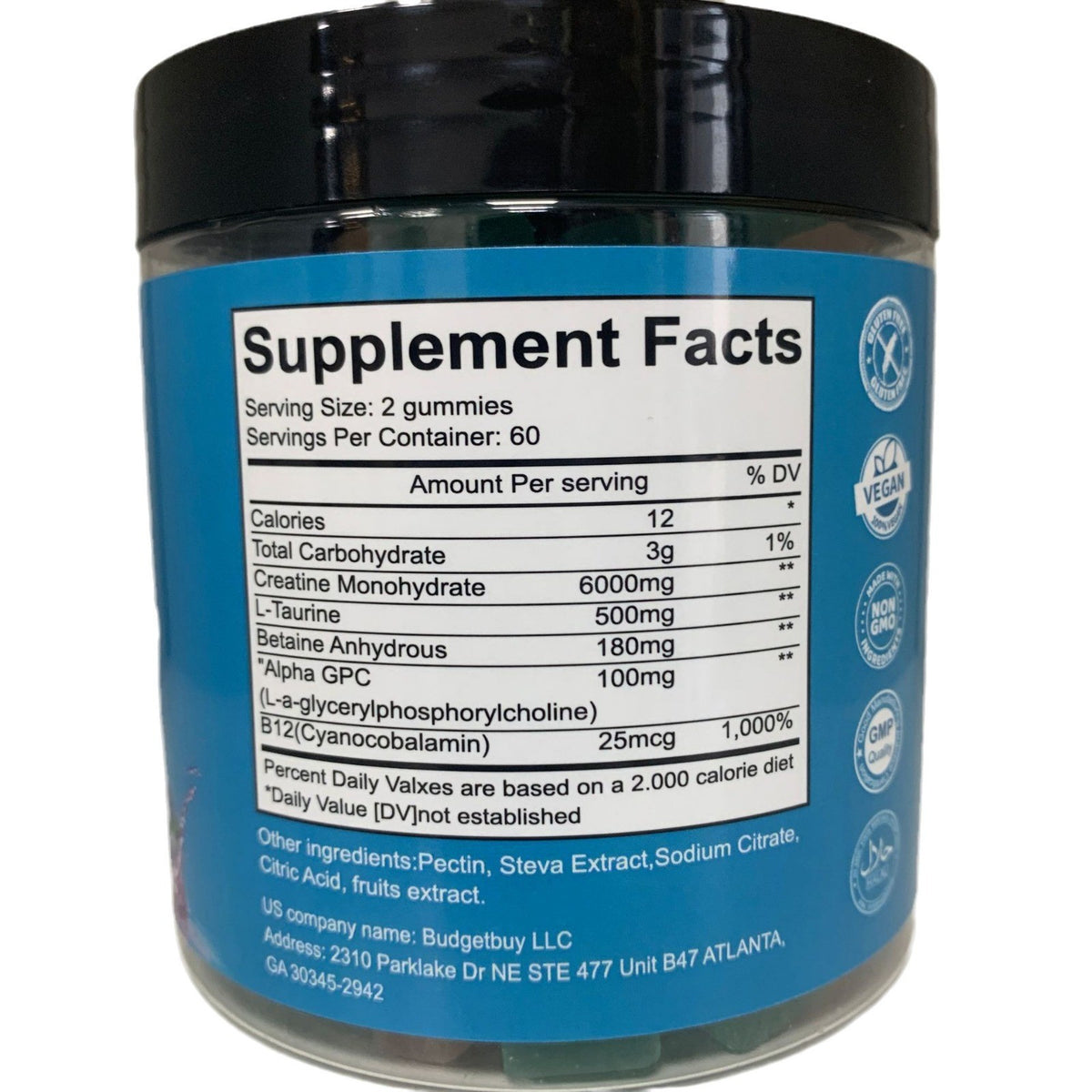 Creatine Monohydrate Gummies - Raspberry Flavored, 120 Tablets