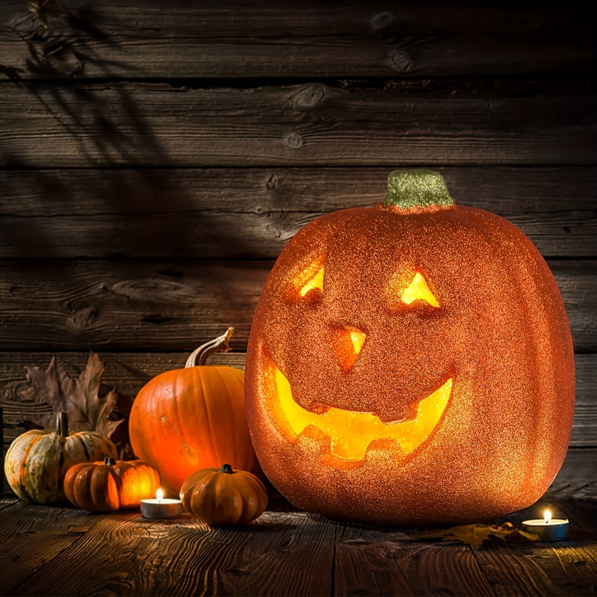 Halloween Orange Pumpkin Lantern LED Battery-Powered Decoration