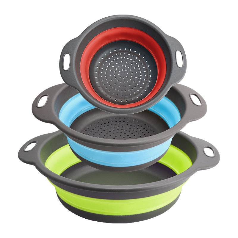 3-Piece Collapsible Drain Basket Set - Multi-Functional Plastic Storage