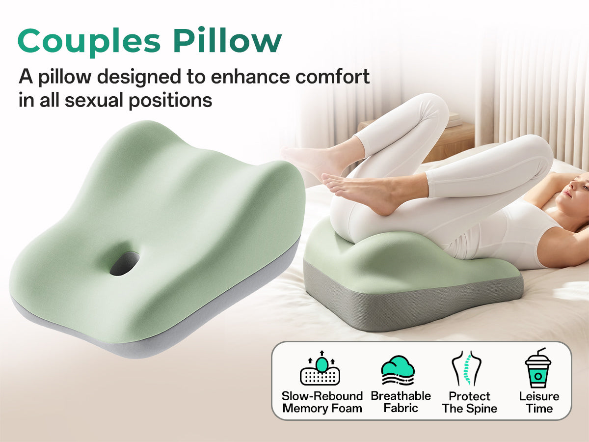 Ergonomic Memory Foam Sex Pillow for Couples - Green
