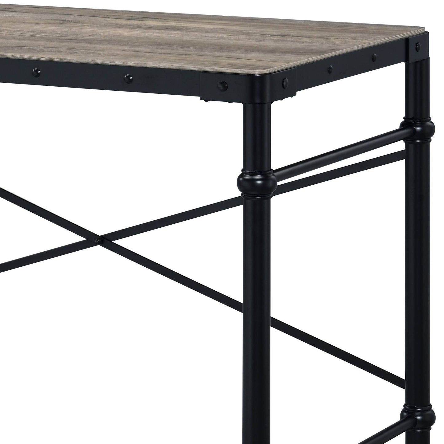 Rustic Oak & Black Finish Writing Desk - Mobile Design