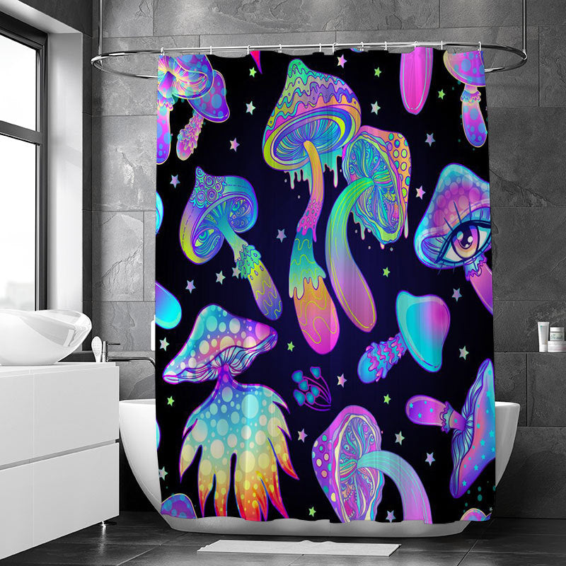 Magic Mushroom Moon Phase Waterproof Shower Curtain - Mildew Proof Bathroom Decor