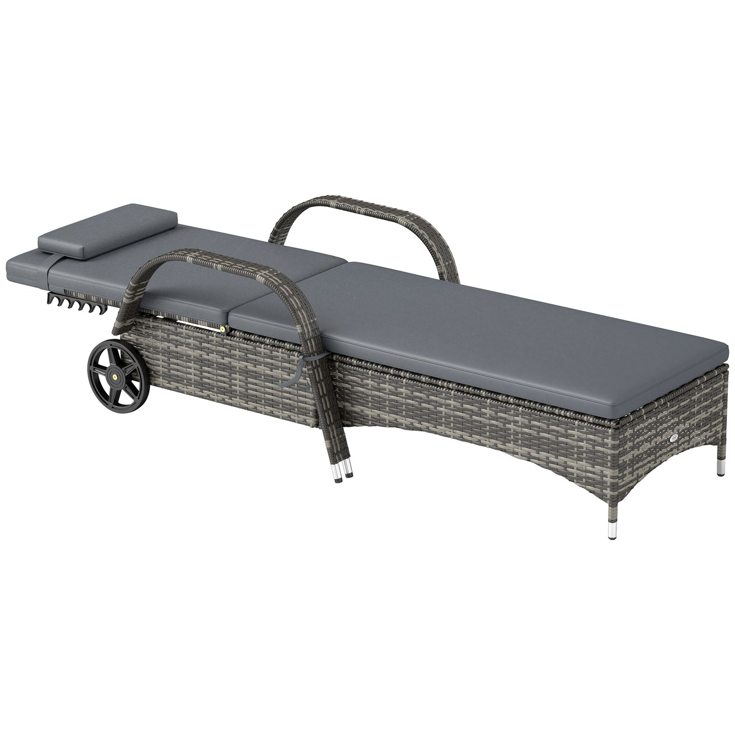 Adjustable Chaise Lounge Chair with Wheels & Cushion - Gray