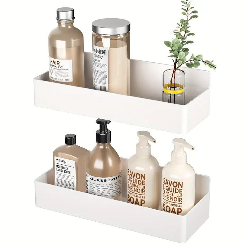 Magnetic Plastic Kitchen Shelf Rack Set - 2-Piece Wall Mount