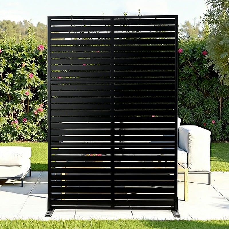 Freestanding Black Metal Outdoor Privacy Screen - 70.87" H x 46.06" W