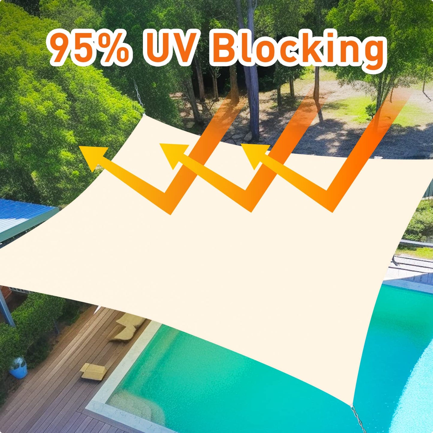 10x10 ft Sunshade Sail Garden Canopy UV Protective Waterproof Shade Sail - Multiple Colors
