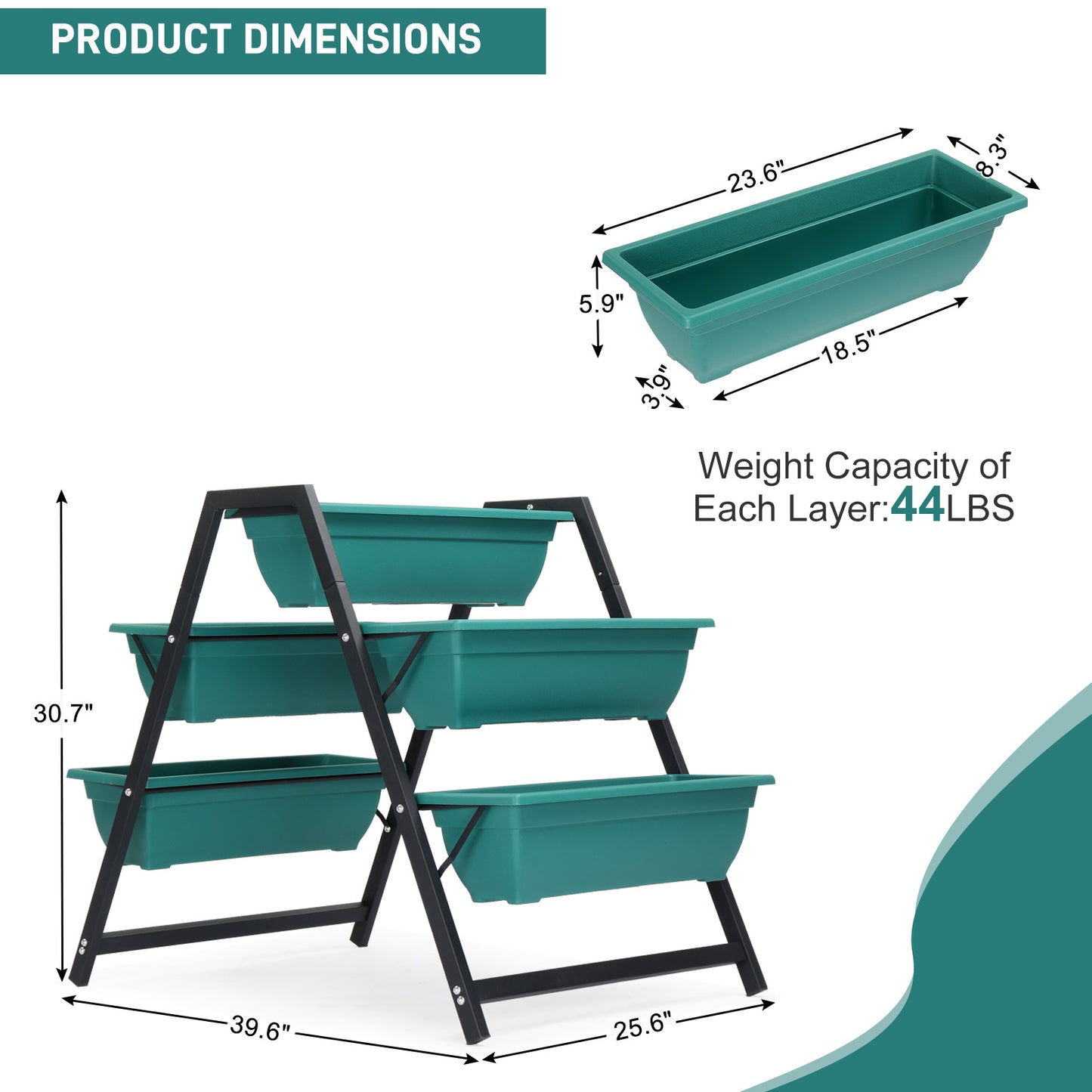 Green Tiered Garden Planting Pots Set - 5 Floors Outdoor Indoor Planters