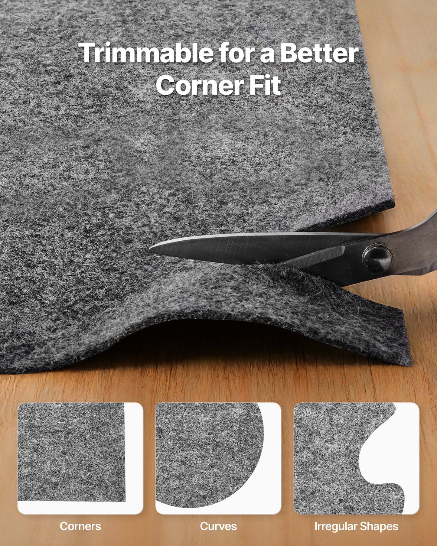Non-Slip Rug Pad 3x5 ft Carpet Underlay for Hardwood Floors - Black
