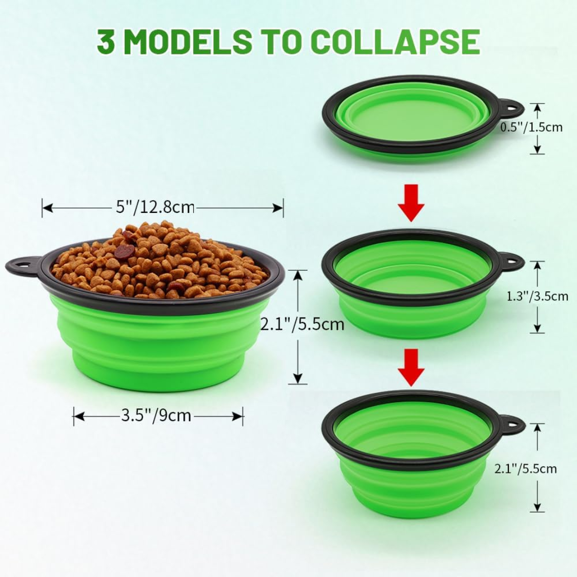 Collapsible Pet Bowl Set for Dogs and Cats - Travel Water & Food Bowls with Carabiners - Multicolor 2 Pack