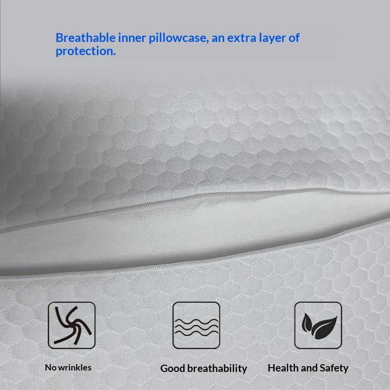 Single-Person Memory Foam Pillow with High-Low Support - White