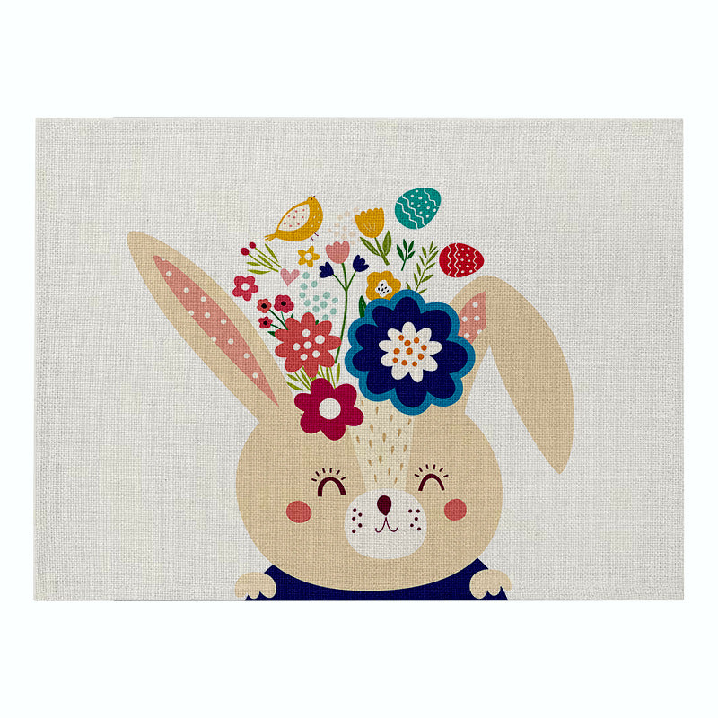 Cartoon Rabbit Kitchen Coaster Set Anti-Scalding Cotton Linen Placemat
