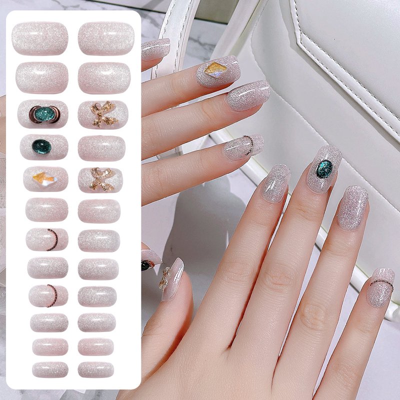 Fake Nail Patches with Jelly Glue - 24 Pieces, 042# Color