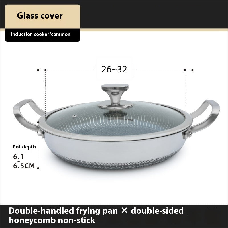 Stainless Steel Frying Pan with Glass Cover - Induction & Gas Stove Compatible