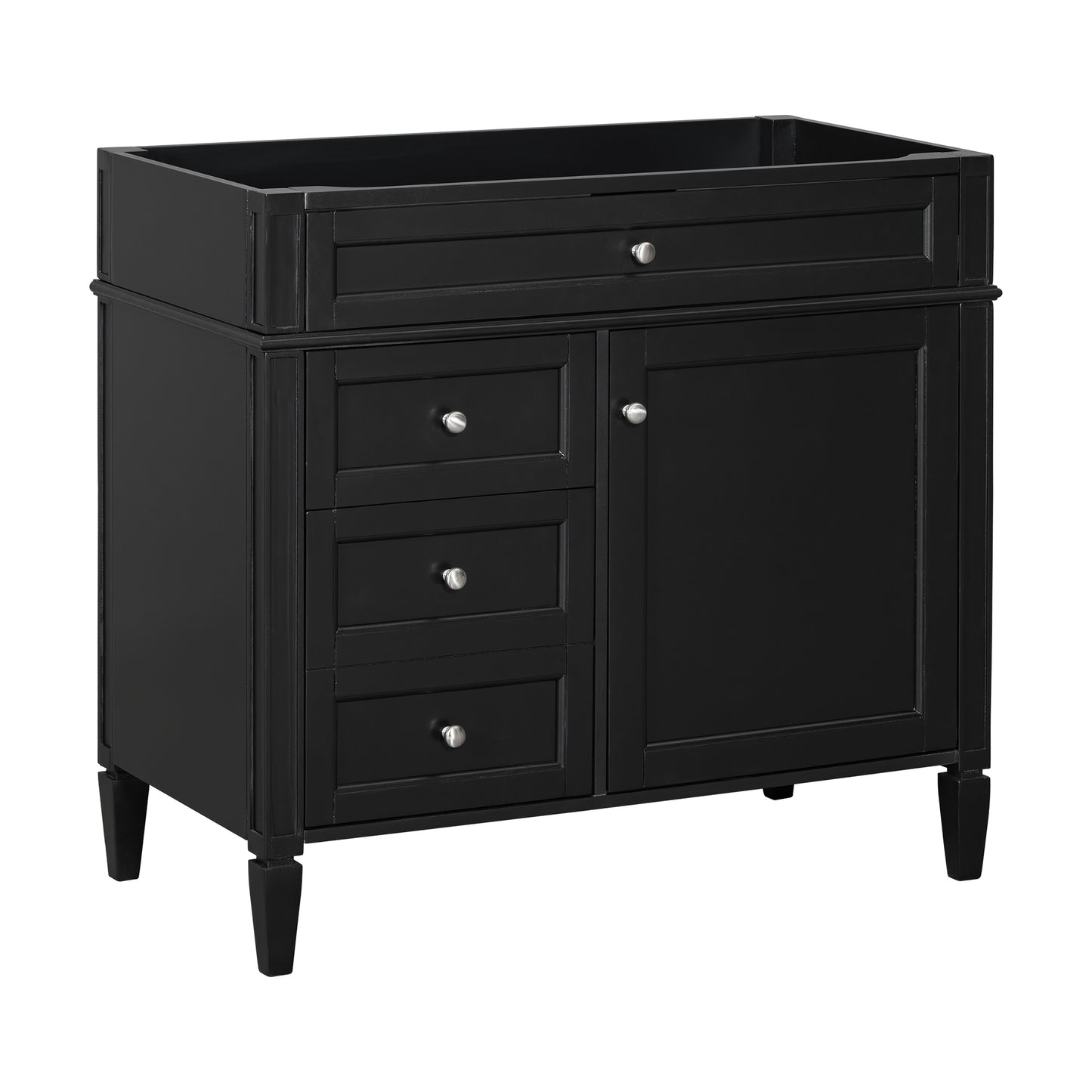 36'' Black Modern Bathroom Vanity with 2 Drawers & Tip-Out Drawer