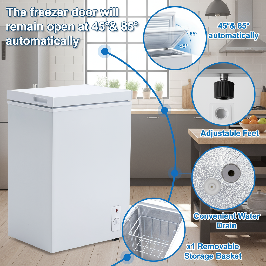 3.5 Cu.Ft Small Chest Freezer Compact Deep With 7-Level Temperature