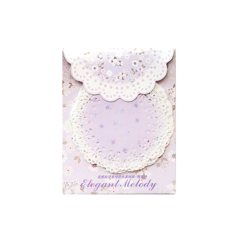 Elegant Paper Sticker Set with Lace Material for Crafts and Decorations - Melody Series