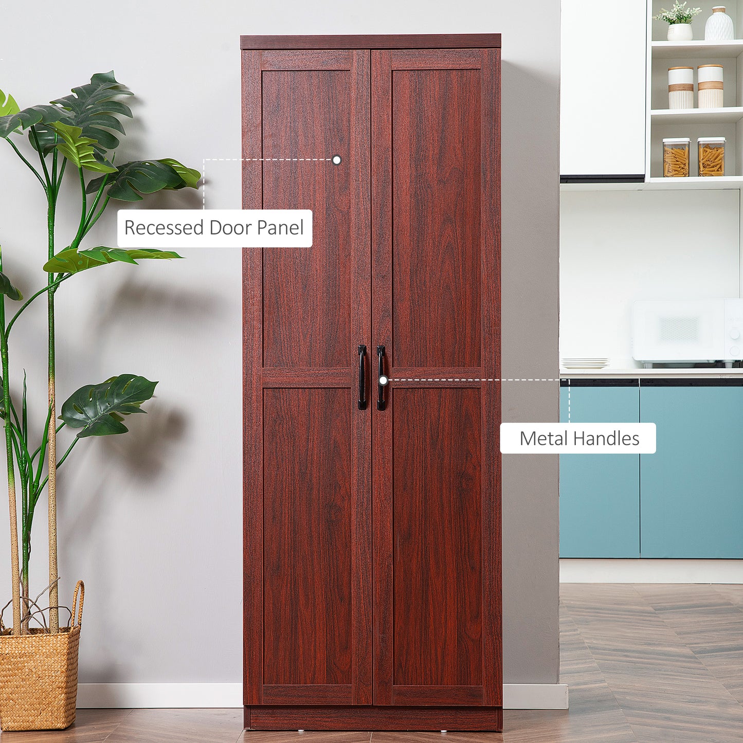 63" Freestanding Kitchen Pantry Cabinet with 5-Tier Shelving - Espresso