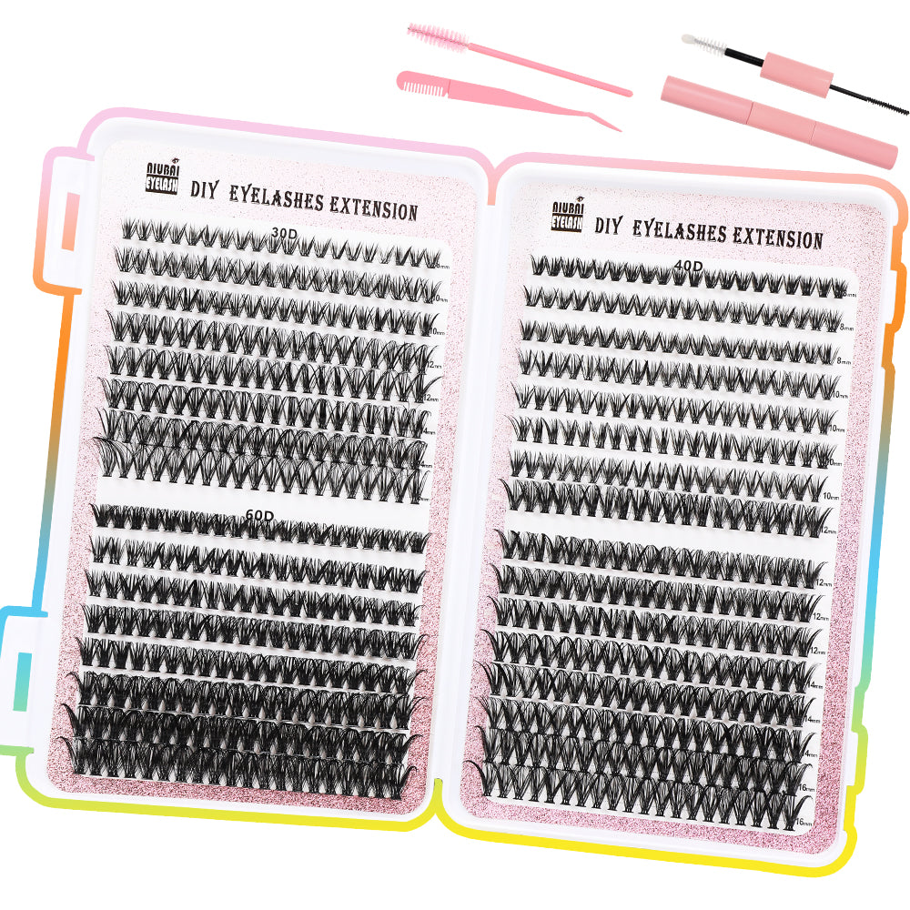 32-Row Segmented Cluster Eyelash Set - 640 Individual Lash Segments