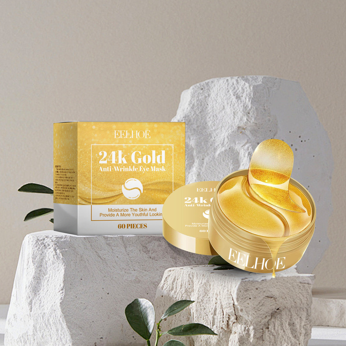 24K Gold Eye Mask Pack - Moisturizing Anti-Aging Eye Care 60pcs
