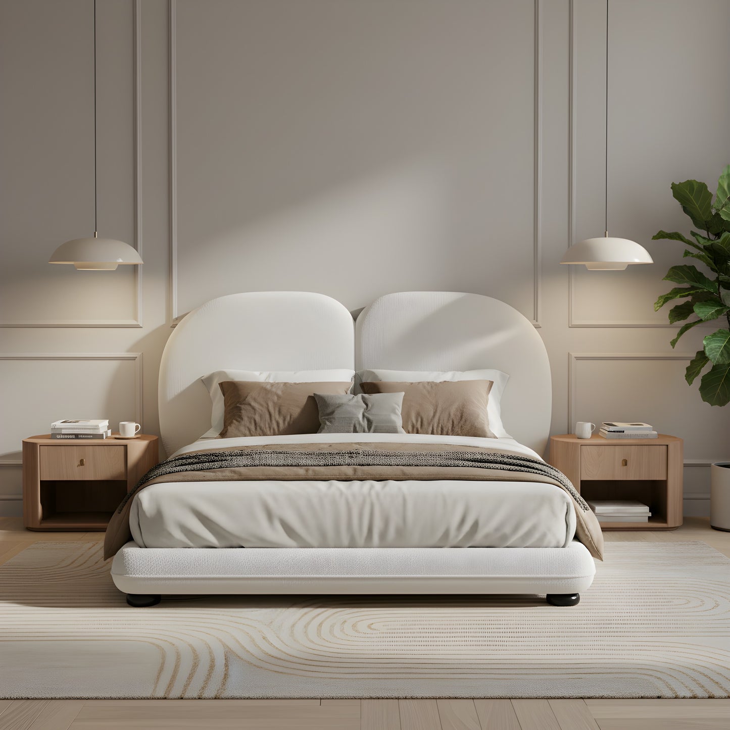 Queen Upholstered Platform Bed Frame - Extra Thick, White