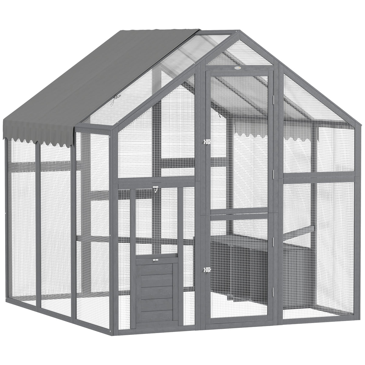 Large Wooden Chicken Run with Waterproof UV Cover for 6-8 Chickens - Backyard Farm Coop 5.5x6x6 ft