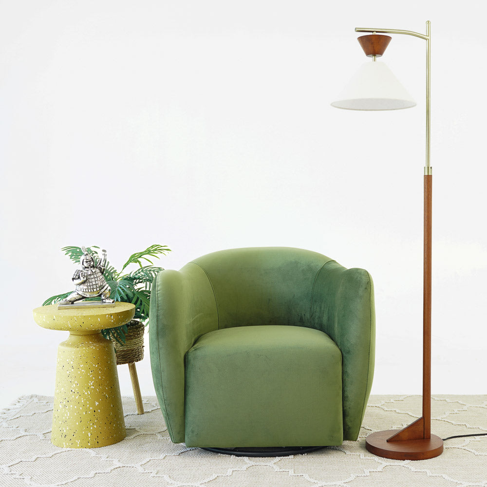 Renee Swivel Chair - Green Velvet