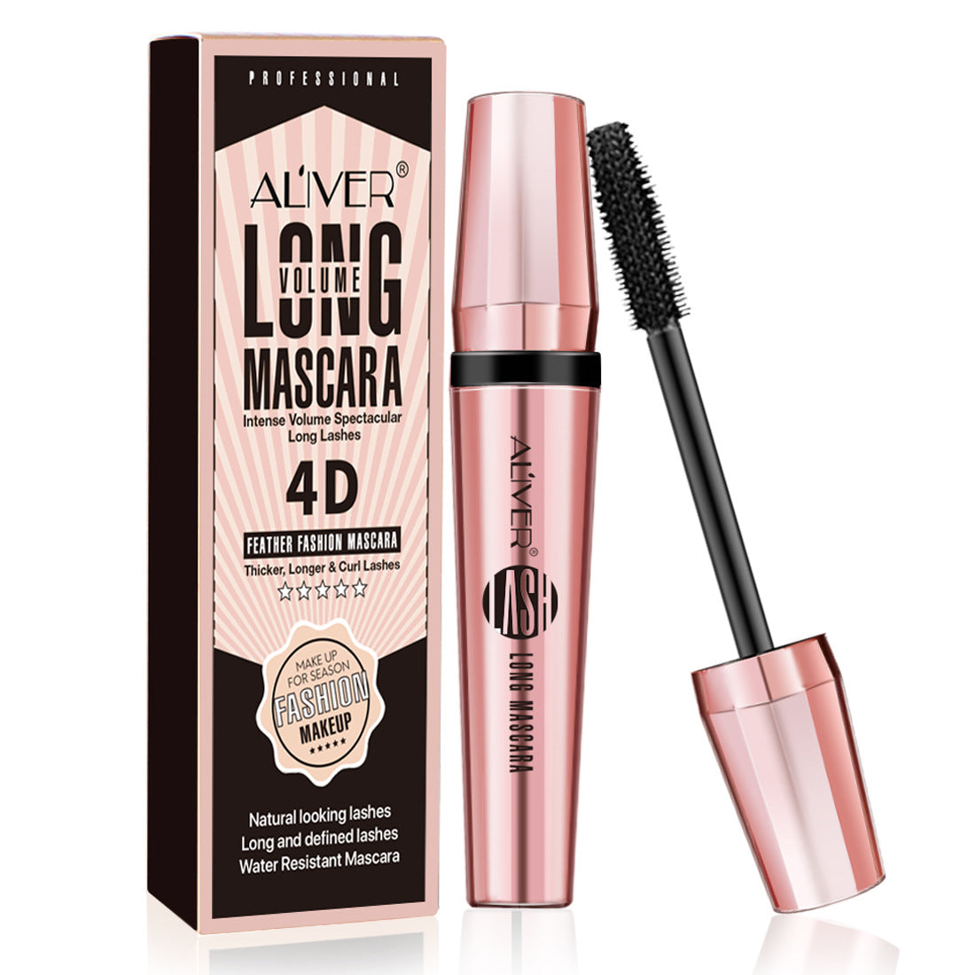 Pink Waterproof 4D Mascara - Long-Lasting Volumizing Curling Makeup